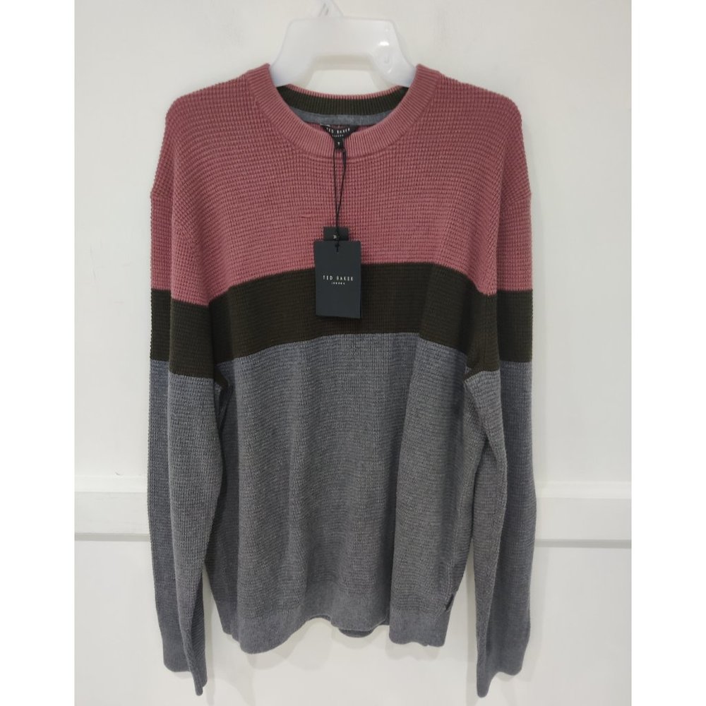 NWT Ted Baker London LASTMI Colorblock Texture Crewneck Jumper Sz 3XL $175 3C497